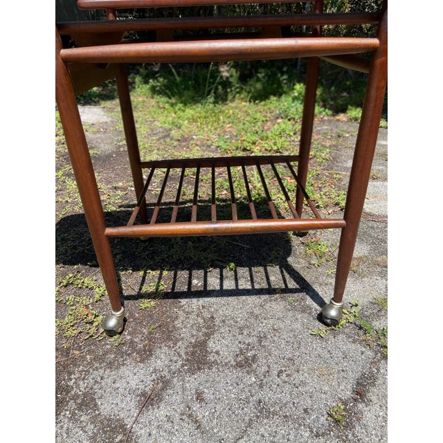 Mid Century Modern Drop-Leaf Rolling Bar and Service Cart | in the Style of Arthur Umanoff For Sale - Image 9 of 12