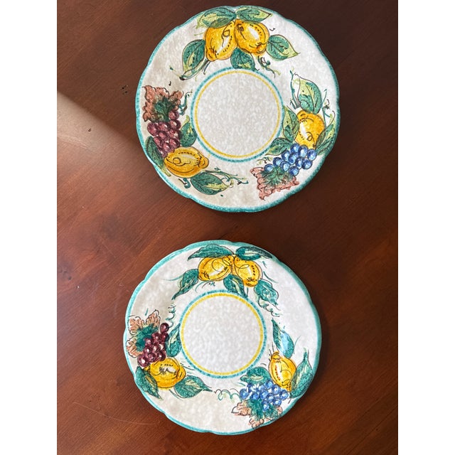 1990s Italian Hand Painted Salad Plates With Fruit Motif- Set of 6 For Sale In Washington DC - Image 6 of 11