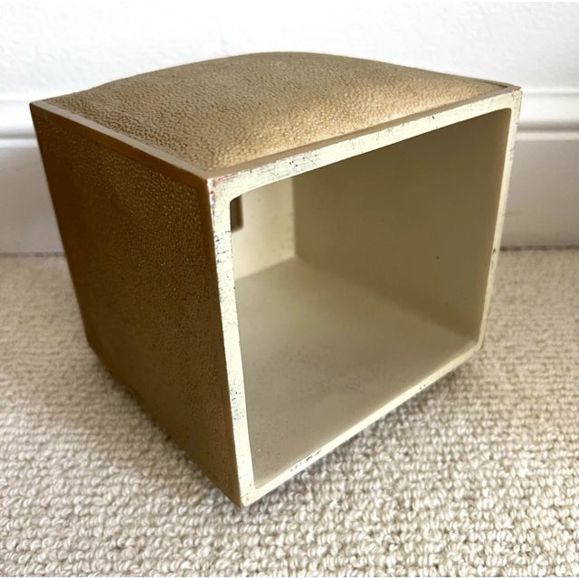1980s Faux Shagreen Gold Tissue Box Cover For Sale - Image 5 of 7