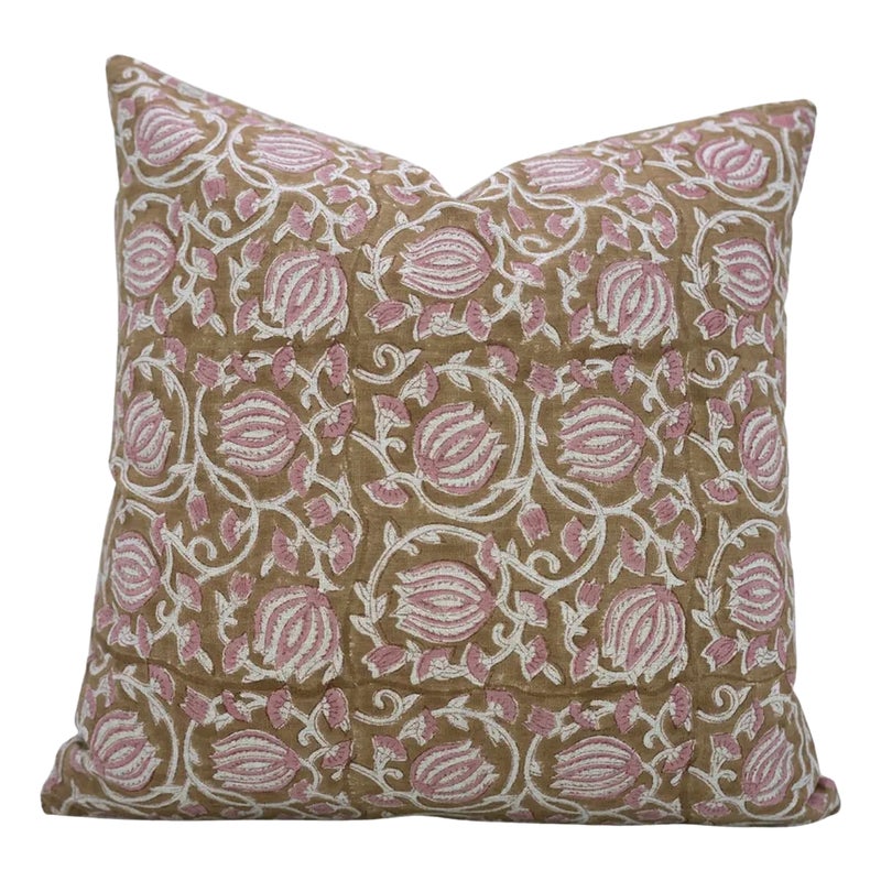 Fabdivine Traditional Block Print Cushion Cover Viscose Linen 20x20 Inch- 6kamal