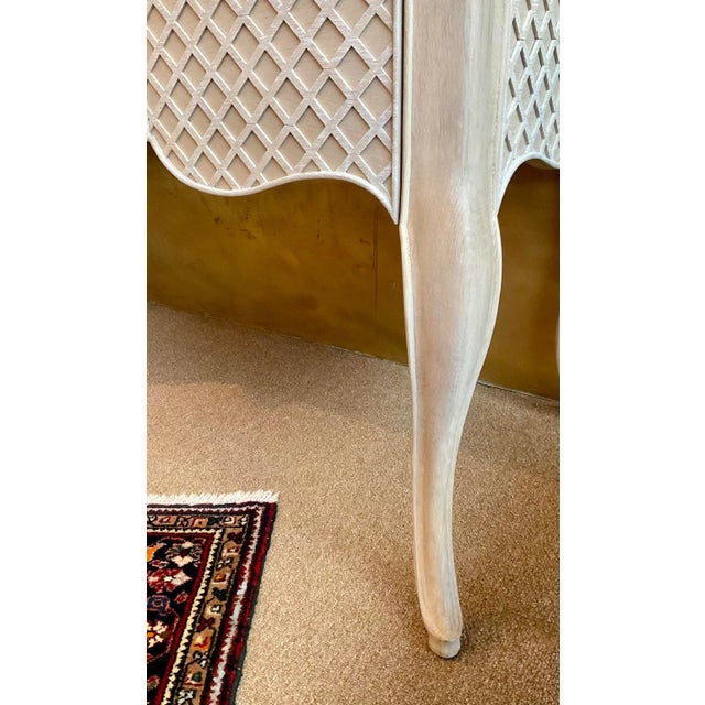 Jonathan Charles Jonathan Charles Transitional Washed Nordic Wheat Lattice Morning Glory Writing Desk For Sale - Image 4 of 8