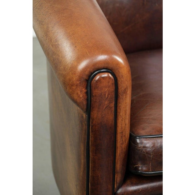 Vintage Sheepskin Club Armchair For Sale - Image 12 of 17