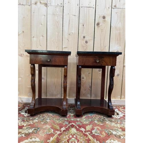 Brown Empire-Style Bedside Tables, Set of 3 For Sale - Image 8 of 8