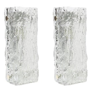 Murano Ice Glass Vanity Sconce from Kaiser Idell / Kaiser Leuchten, Germany, 1970s For Sale