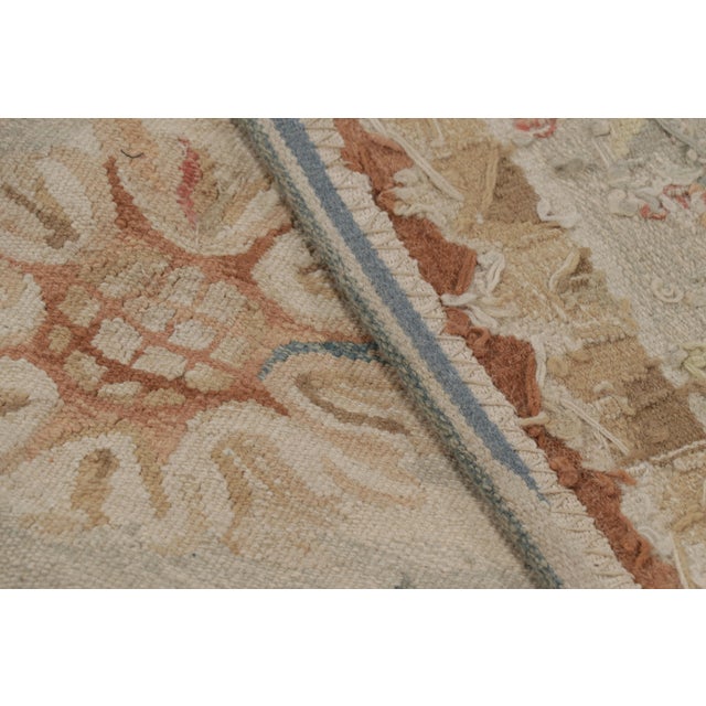 Textile Rug & Kilim’s Aubusson Style Rug in Beige-Cream With Floral Patterns For Sale - Image 7 of 7