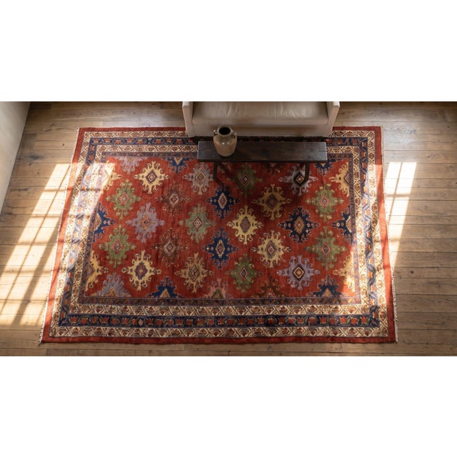 Textile Incredible Antique Persian Malayer Rug With Allover-Geometric Pattern and Red-Raspebery Background Color For Sale - Image 7 of 9
