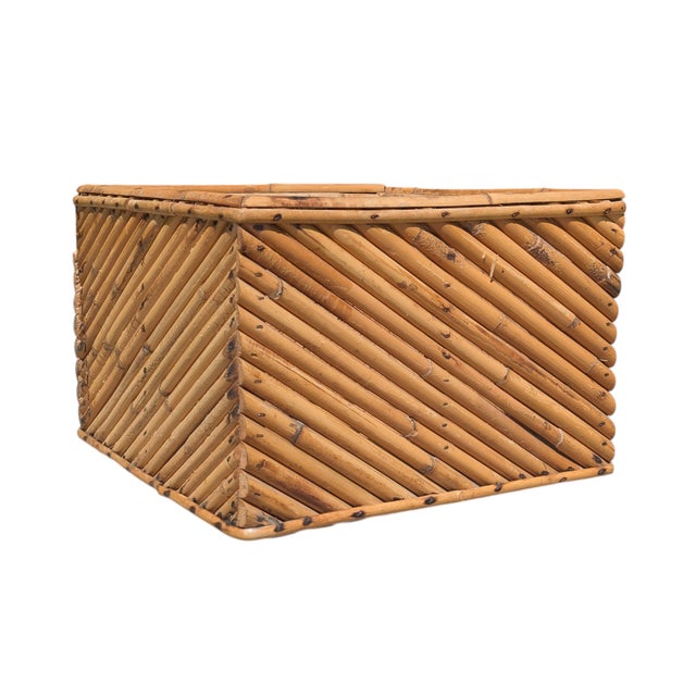 Vintage 1970s Split Reed Bamboo Planter Box For Sale - Image 10 of 16