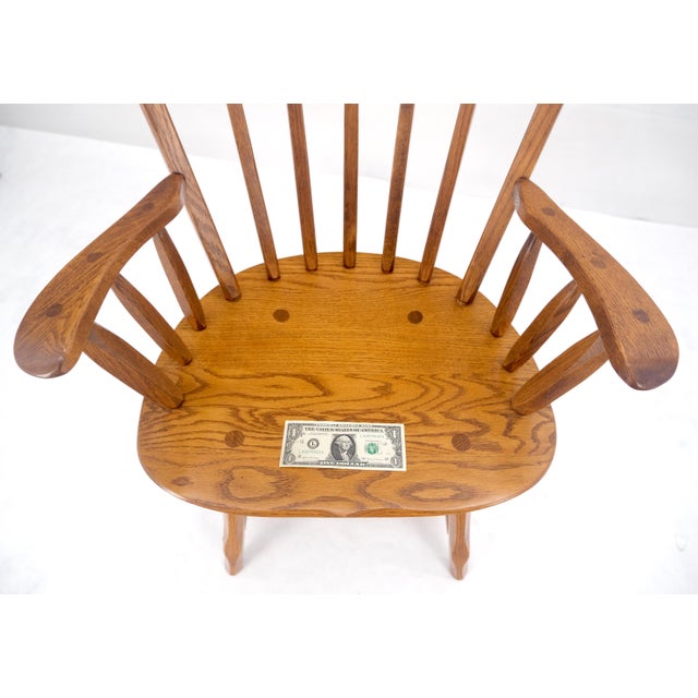 Late 20th Century Very Fine All Pegged Joints Solid Oak Dining Chairs Table Set MINT For Sale - Image 10 of 18