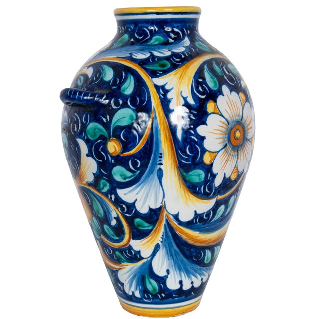 Pair Antique 18thC Italian Majolica Pottery Portrait Vases Apothecary Jars 1700 For Sale - Image 15 of 18