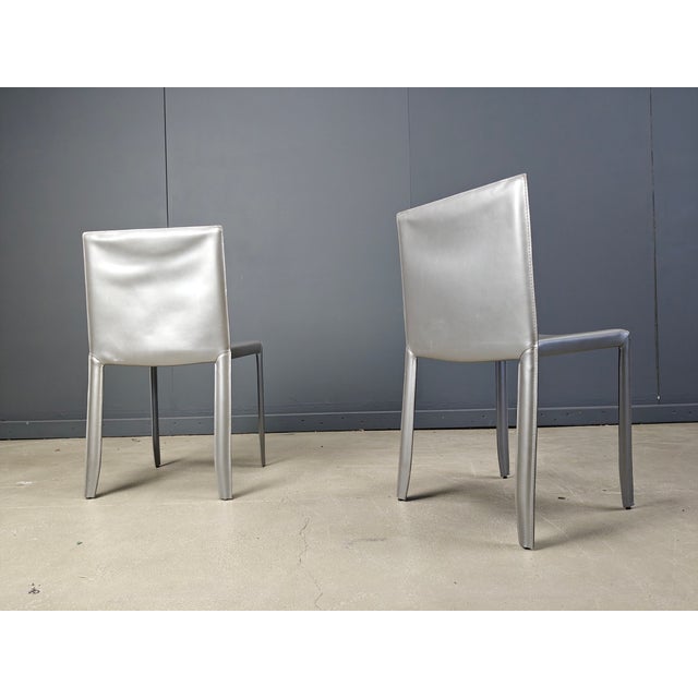 1980s Grey Leather Dining Chairs from Cattelan, Italy, 1980s, Set of 8 For Sale - Image 5 of 10