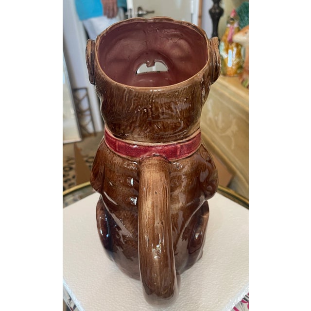 Figurative Majolica Pug Dog Pitcher, C1880-1900 For Sale - Image 3 of 11
