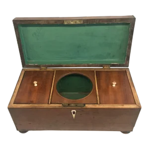 Early 19th Century Georgian Tea Box With Original Interior and Key and Bone Pulls