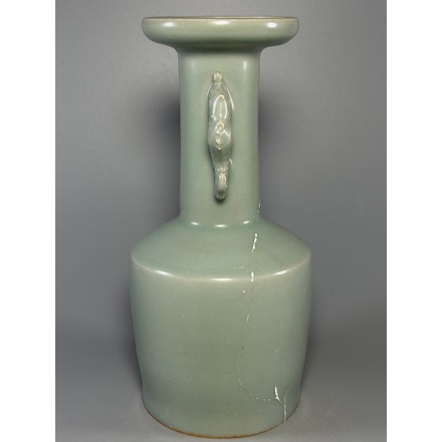 19th Century Chinese Longquan Celadon Vase, Restored Specimen For Sale - Image 4 of 8
