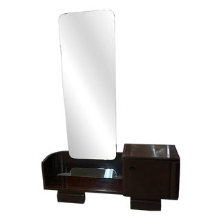 Art Deco Vanity Table with Mirror in Burl Walnut, Germany, 1940s-1950s For Sale