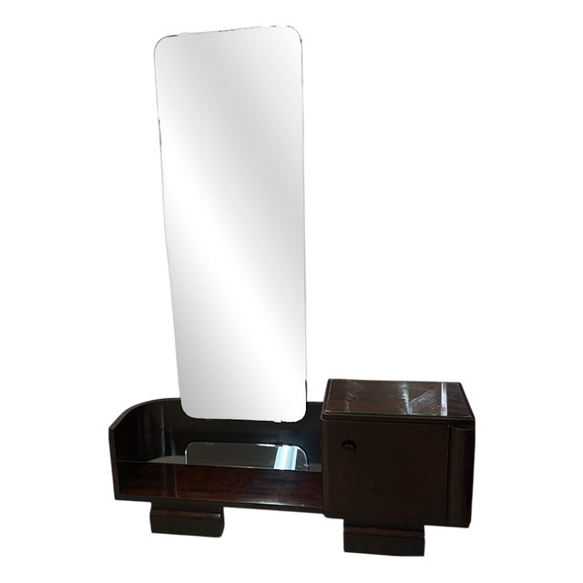 Art Deco Vanity Table with Mirror in Burl Walnut, Germany, 1940s-1950s For Sale