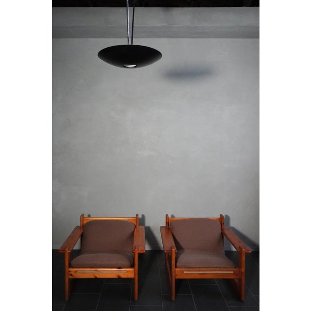 Wood Pine and Fabric Armchairs in the style of Afra and Tobia Scarpa, 1970s, Set of 2 For Sale - Image 7 of 18