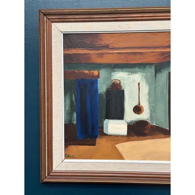Mid-Century Modern G. Skog, Interior, 1960s, Oil Painting on Canvas, Framed For Sale - Image 3 of 16