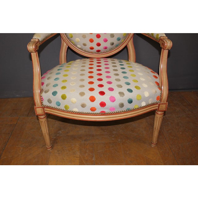Louis XVI Medallion Armchairs, 1950s, Set of 2 For Sale - Image 6 of 12