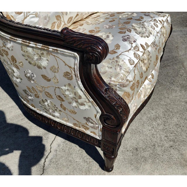 Marge Carson Wingback Chair Embroidered Silk With 7 Pillows For Sale - Image 10 of 16