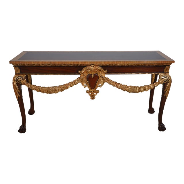Maitland Smith Georgian Carved & Gold Gilt Mahogany Console Table For Sale