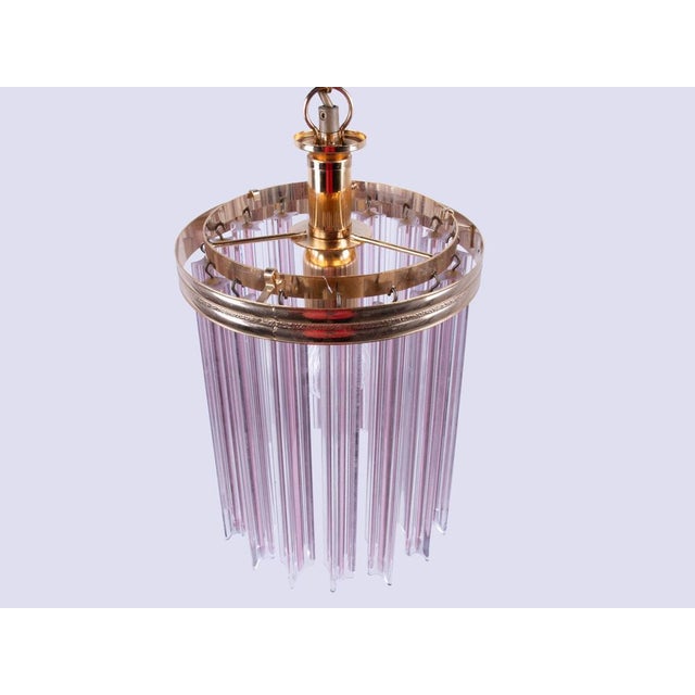 Pink Pink Quadriedri Murano Glass Prism and Brass Pendant by Venini, Italy, 1970s For Sale - Image 8 of 9