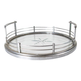 Mid-Century Crome Plated Decorative Serving or Bar Tray For Sale