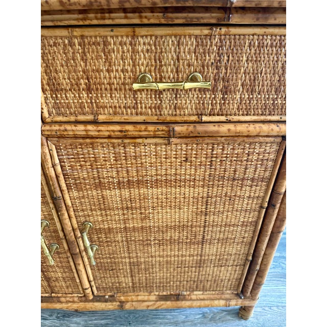 Vintage MCM Bamboo Rattan Woven Wicker Cabinet For Sale - Image 12 of 12