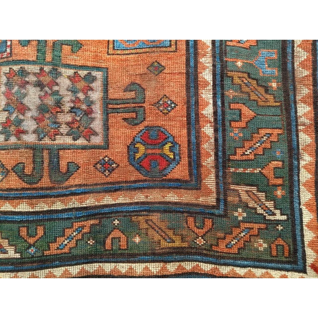 19th Century Antique Karachov Kazak Area Rug, Hand-Knotted Wool, Caucasus, 1800s, 5’ x 7’ For Sale - Image 5 of 18
