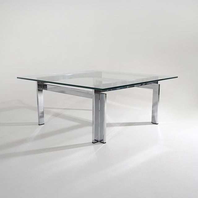 Metal Square Coffee Table in Glass and Steel, 1970s For Sale - Image 7 of 12