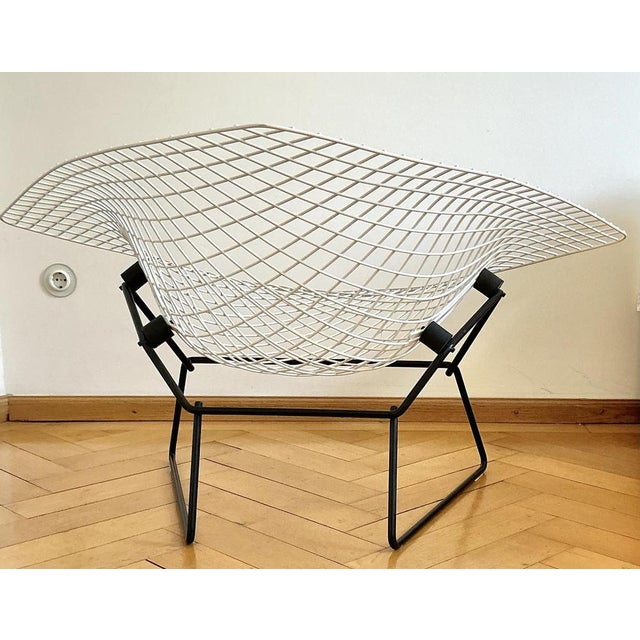 Mid-century and vintage design at its best! Rare Large Diamond Chair - large armchair - in white on a black frame from...