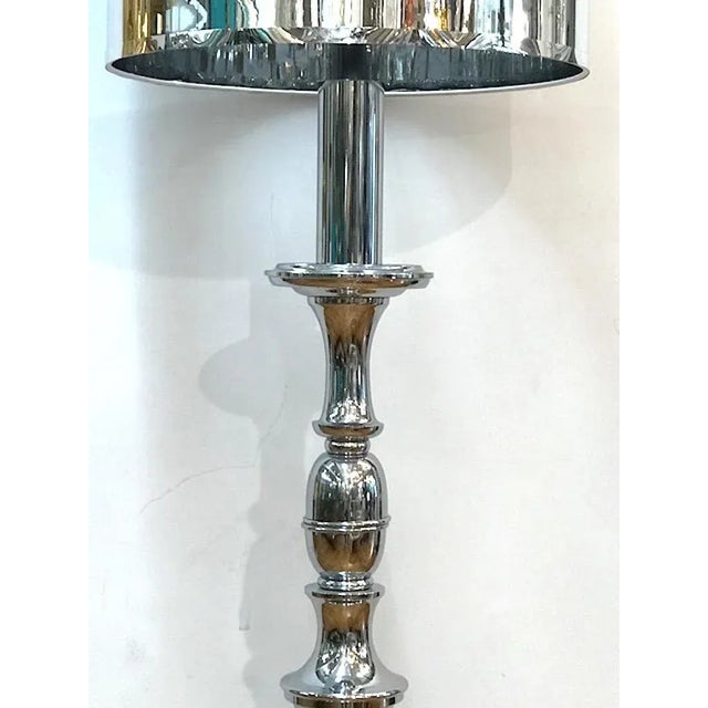 Metal 1970s Italian Large "Candlestick" Style Floor Lamp For Sale - Image 7 of 12