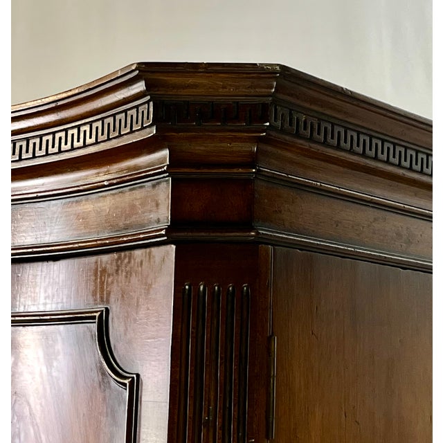 Antique George III Style Flame Mahogany Serpentine Wardrobe For Sale - Image 10 of 13
