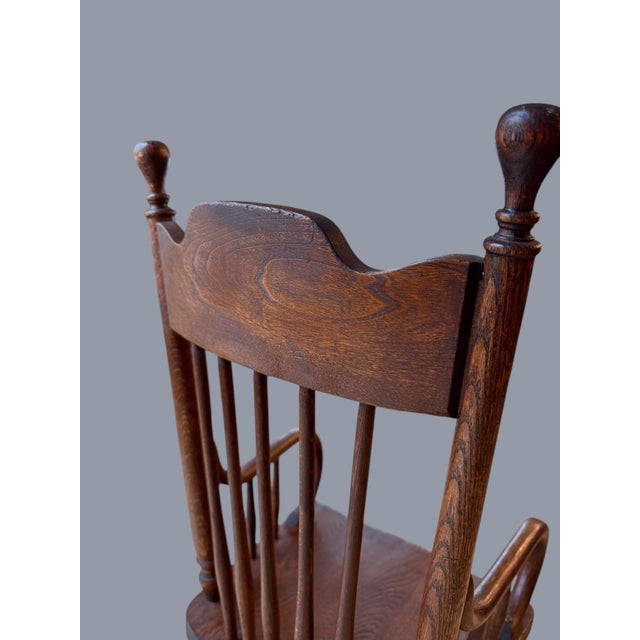 Antique Early American Oak Windsor Children’s Rocker For Sale - Image 6 of 11