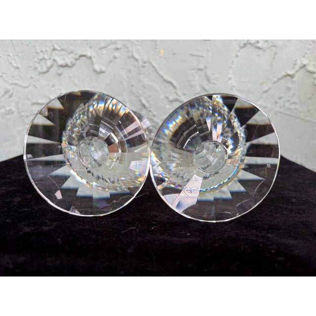 Pair of Simon Designs Faceted Crystal Candlesticks – Geometric Art Deco Style For Sale - Image 11 of 12
