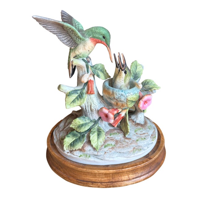 Vintage Andrea by Sadek Hummingbird & Nest Porcelain Figurine, Made in Japan For Sale