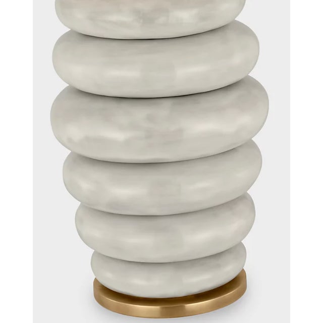 The Phoebe Stacked Rechargeable LED Table Lamp from Visual Comfort Signature features stacked ceramic discs that rise like...