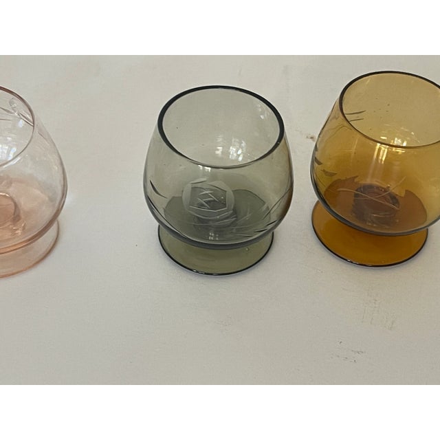 Vintage set of 6 Italian cut crystal shot glasse.