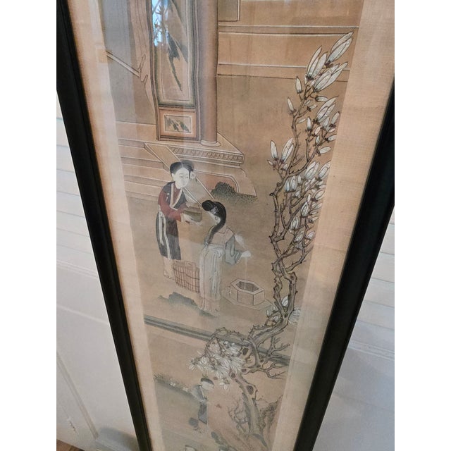 Antique Chinese Pre Mid Century Painting Asian Life For Sale - Image 4 of 12