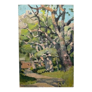 1928 Harriet R Maccurdy 'Pathway Poo-too' Zhoushan Island China Oil Painting