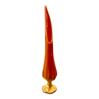 Vintage Le Smith Bittersweet Vase Ribbed 6 Petal Base - 17"h For Sale