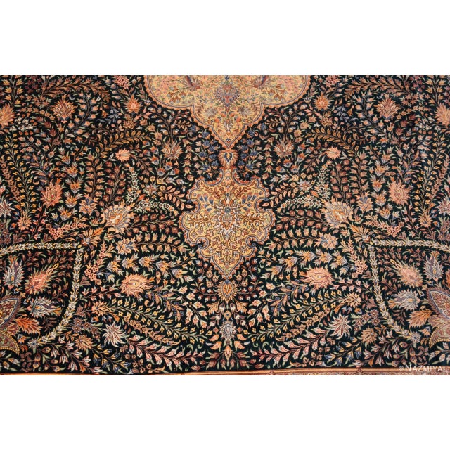 Nazmiyal Collection 1950s Floral Design Vintage Persian Silk Qum Rug For Sale In New York - Image 6 of 9