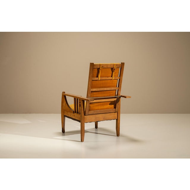 Amsterdam School Reclining Armchair in Oak, the Netherlands, 1930s For Sale - Image 3 of 16