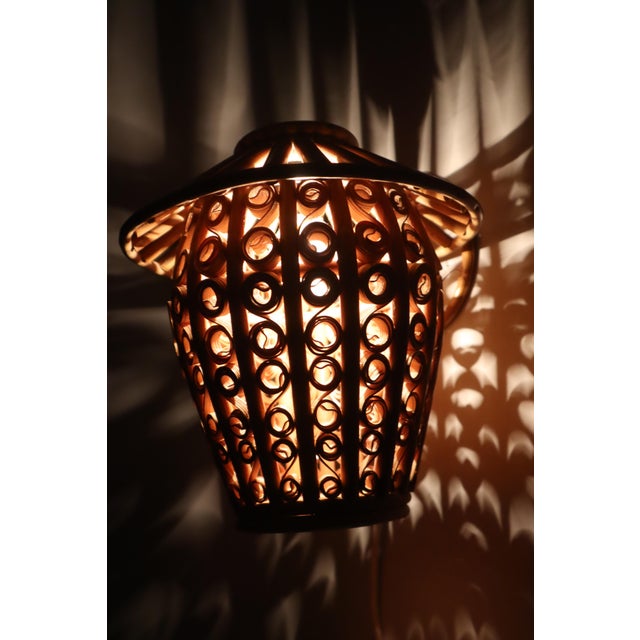 Bamboo Lantern Wall Lights, 1950s, Set of 2 For Sale - Image 17 of 18