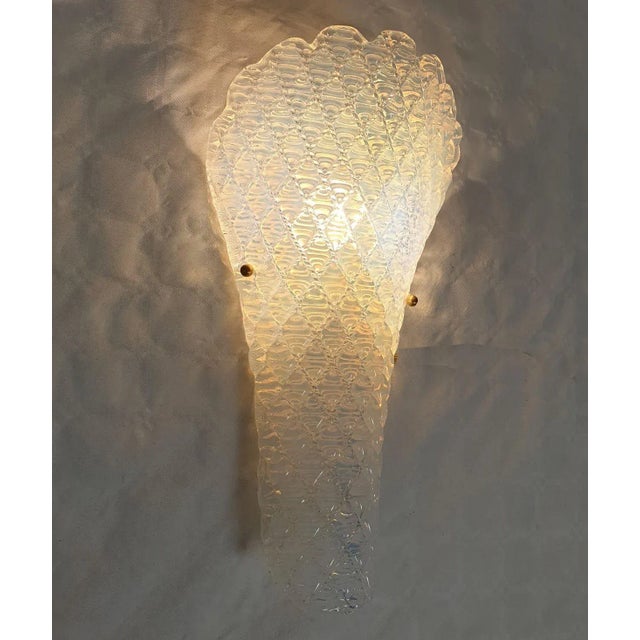 1970s Pair of Opaline Murano Glass Sconces 1970s, Mid Century Modern For Sale - Image 5 of 11