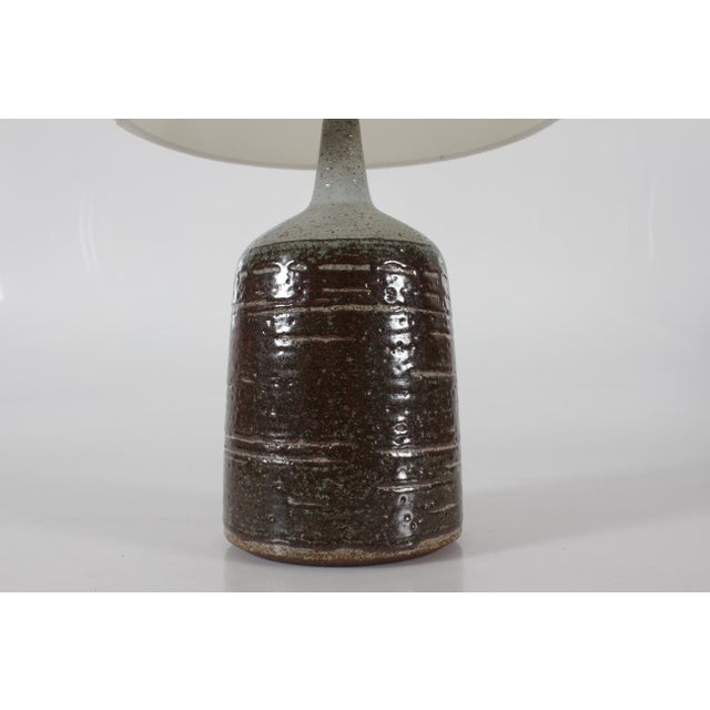 Brown Large Mid-Century Danish Ceramics Table Lamp with Brown Glaze and New Shade by Per Linnemann-Schmidt for Palshus, 1960s For Sale - Image 8 of 15