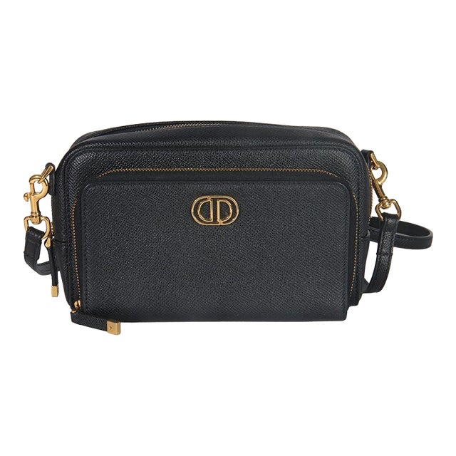 Black Grained Calfskin Caro Double Pouch For Sale