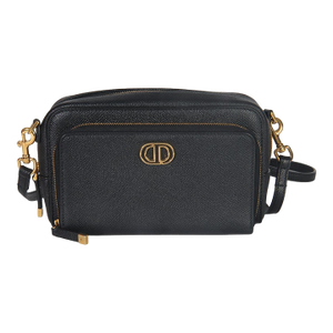 Black Grained Calfskin Caro Double Pouch