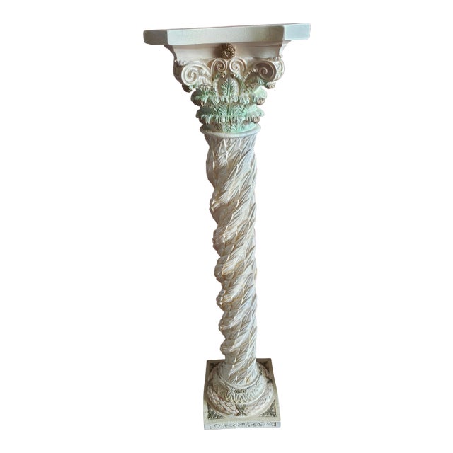 1990s Carved Corinthian Resin Pedestal For Sale