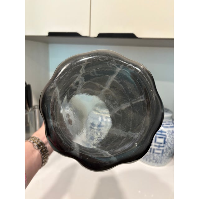 Black Vintage Black Bubble Art Glass Vase in the Style of Kosta Boda For Sale - Image 8 of 9