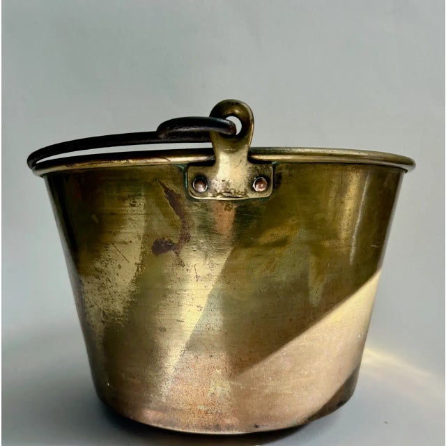 Handcrafted 19th Century Brass Pail with Rat tail Handle. Planter. Firewood. Towels. Waste Can. Paperwork. Yoga Mats....